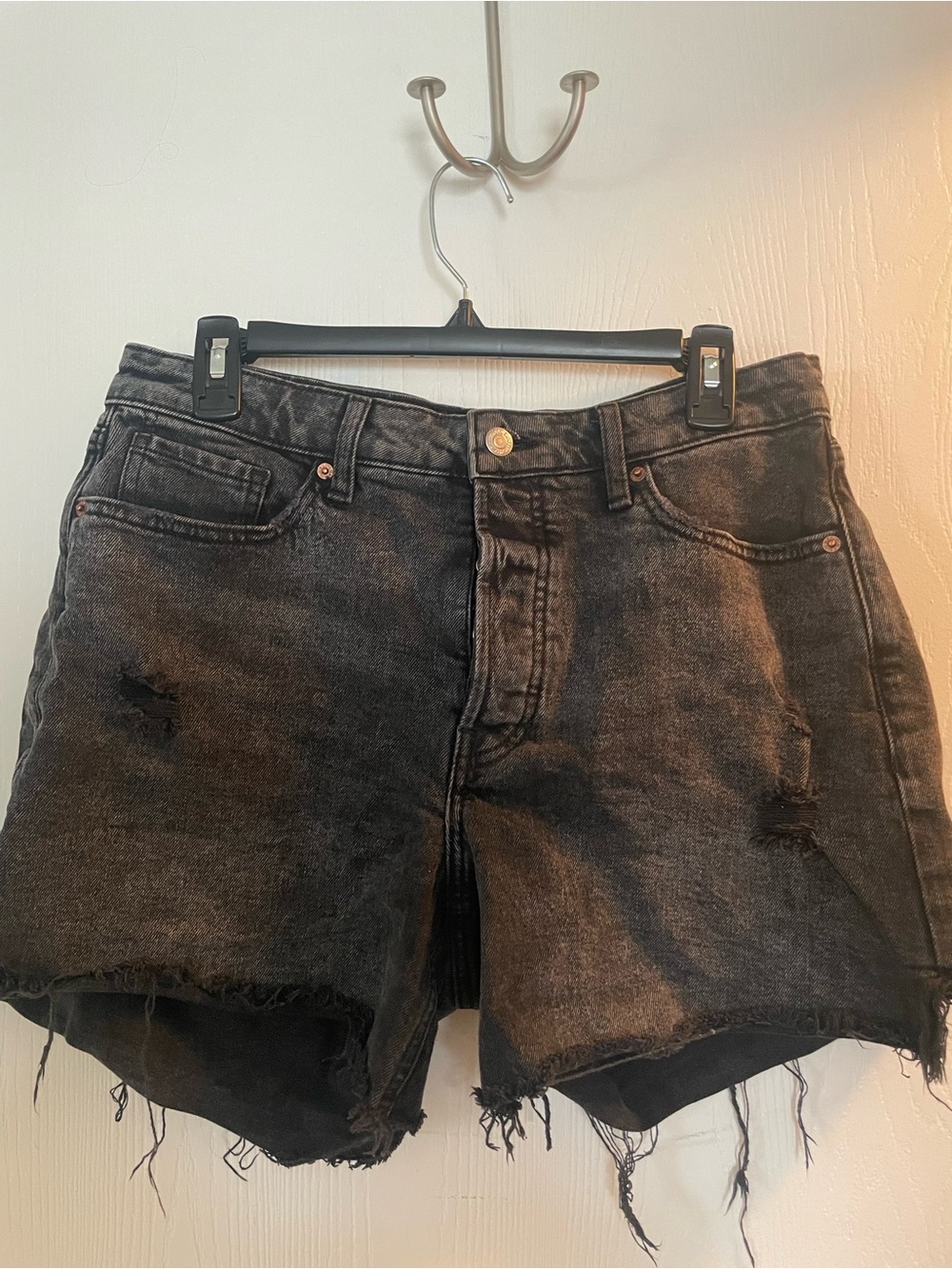 Old Navy Black Distressed Denim Shorts